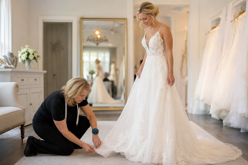 Bridal dress alterations in Guelph at Gunit Boutique: expert wedding gown fitting