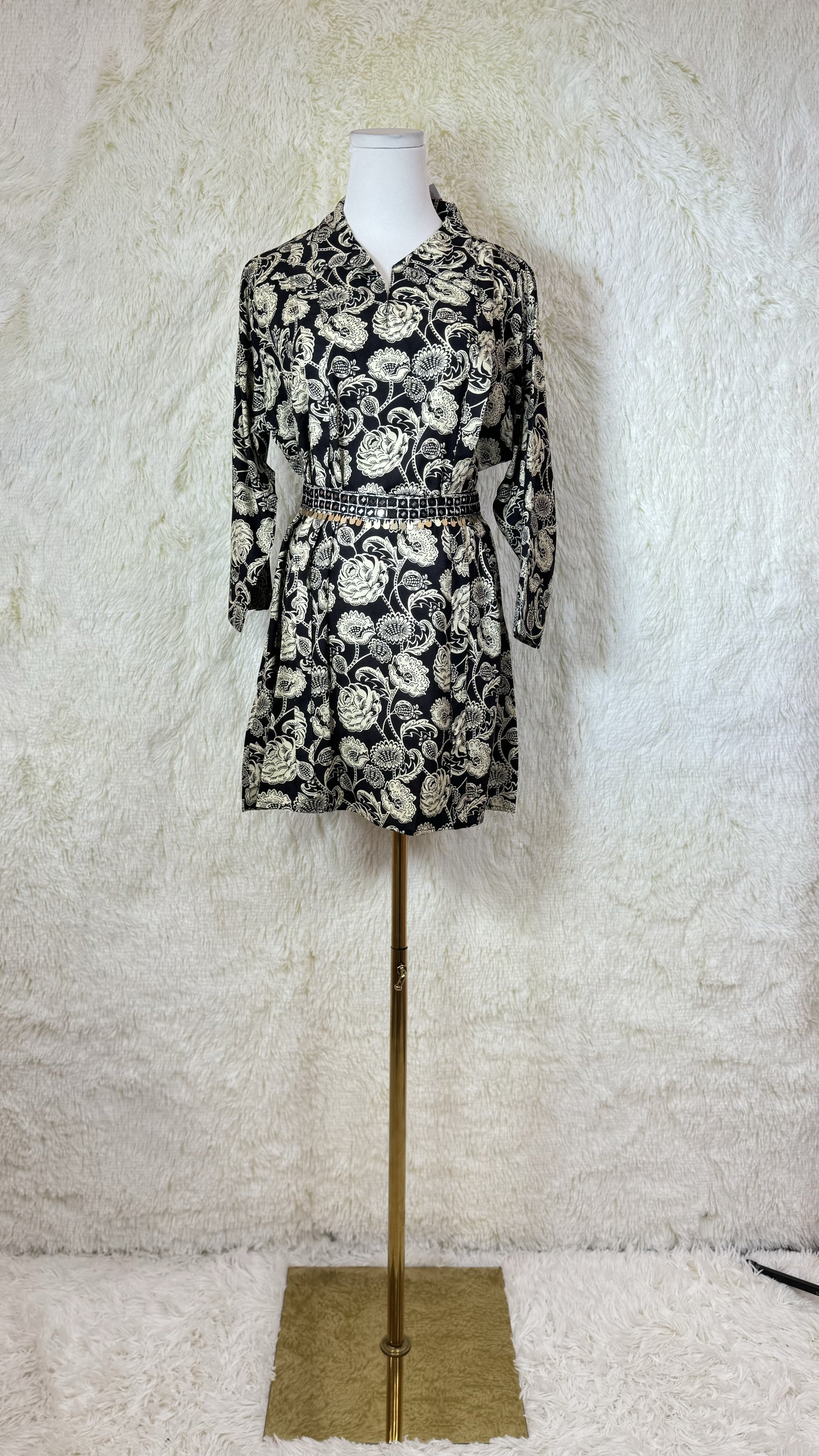 Embroidered Black Floral Dress Set - Image 2