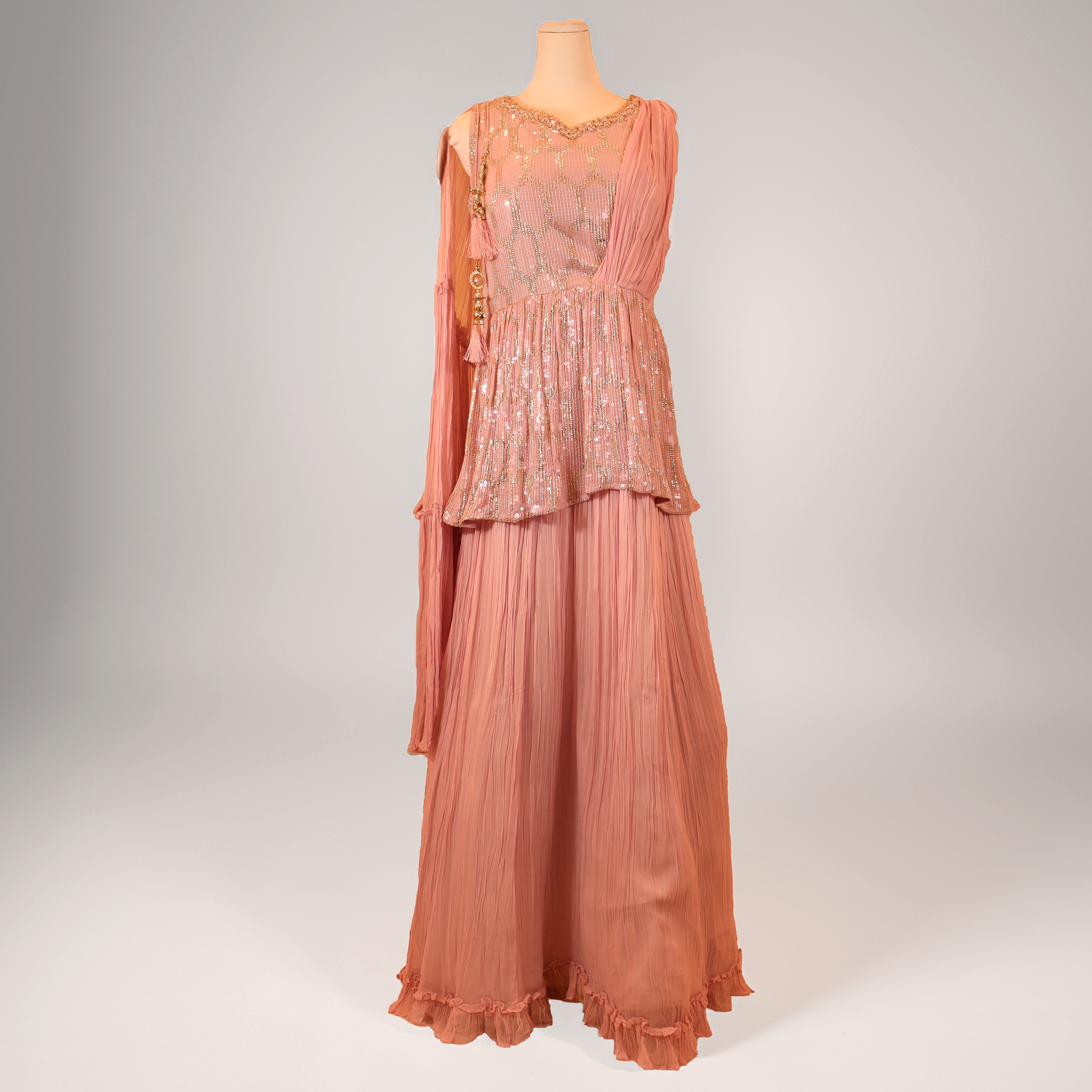 Pink Anarkali with intricate handwork