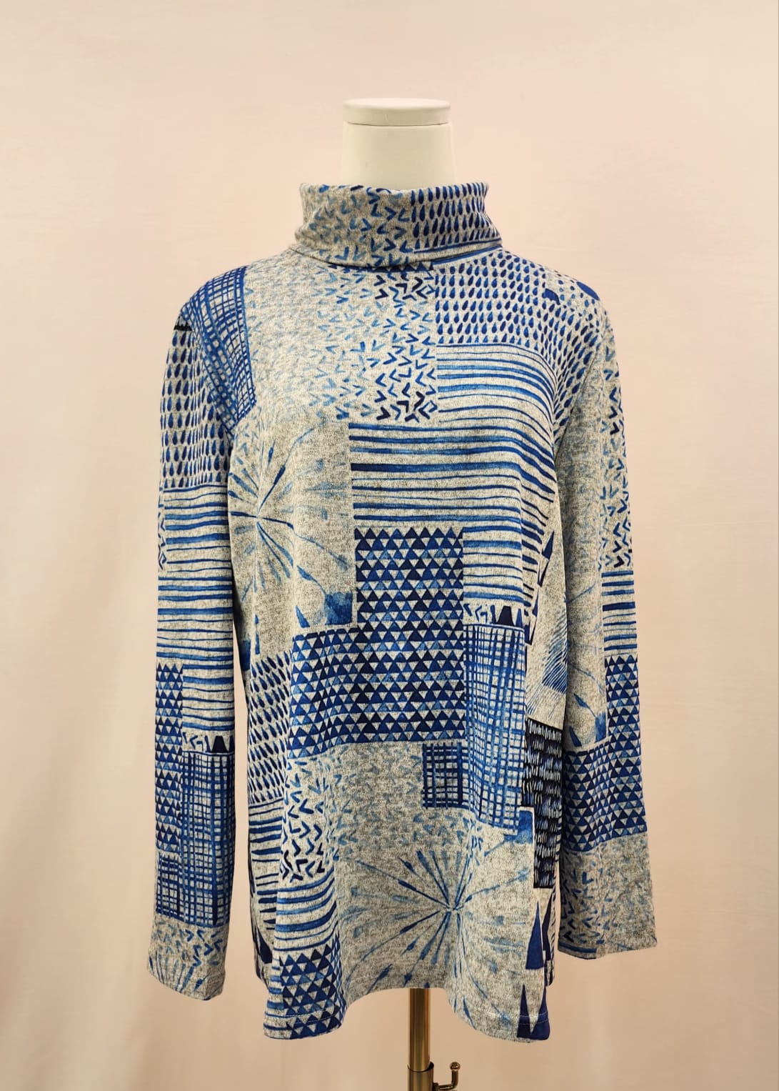 Printed Mock Neck Top