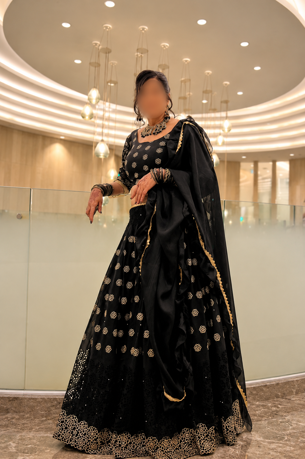 Black and gold lehenga altered at Gunit's Boutique Guelph